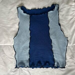 Blue Ruffle Crop Top